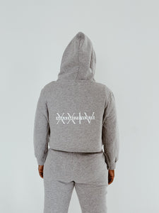 Women's HEATHER GREY CROP Sweat Set